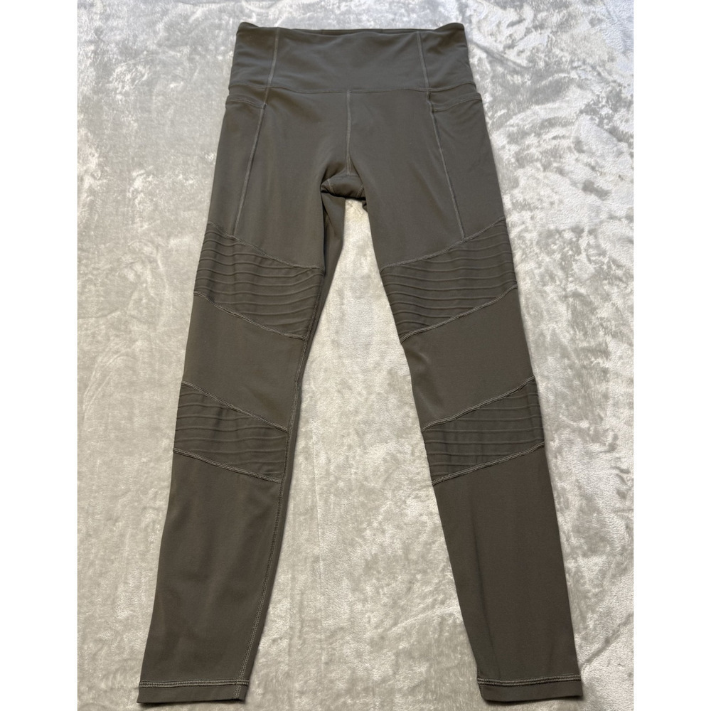 Athleta Inclination Moto Tight Olive Green Leggings Sz M Womens Athletic Ribbed - Picture 5 of 9